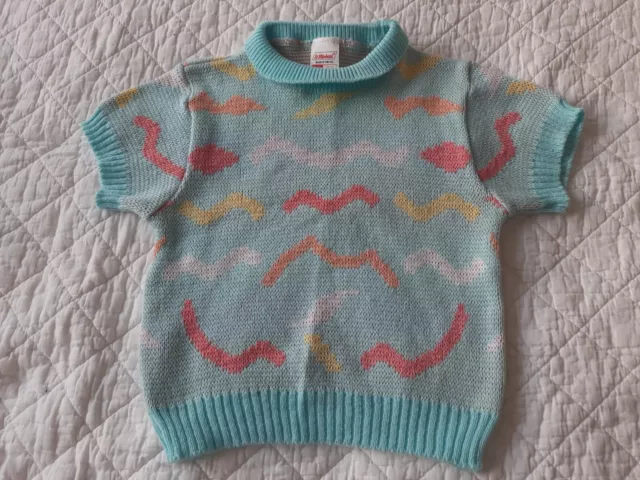 Vintage St Michael M&S Girls 80s Short Sleeve Jumper Age 5-6