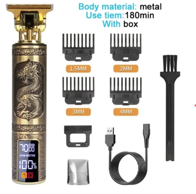 Taglia Capelli Professionale Regola Barba Rasoio Oro Elettrico Retro Display