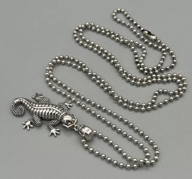 Estate LAGOS Rare Wonders Gecko Reptile Sterling Silver Pendant Necklace
