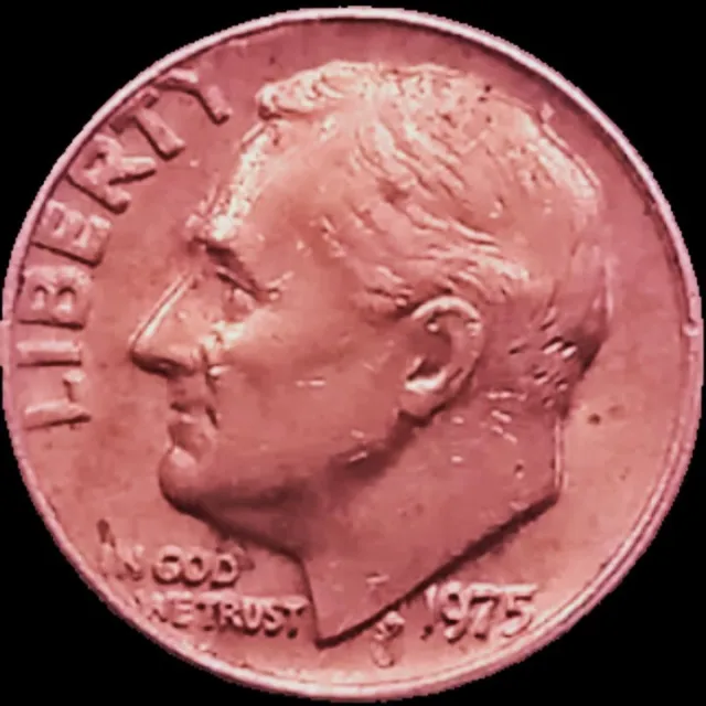 1975 USA 1 Dime Coin, BONUS OFFERS, Franklin Roosevelt, Olive, Oak Branch, Torch 2