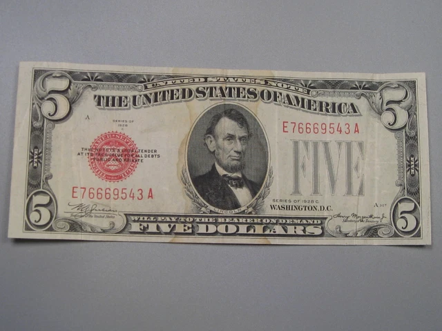 1928-C Legal Tender US Note MULE Rev Plate #821 E/A Block. #9