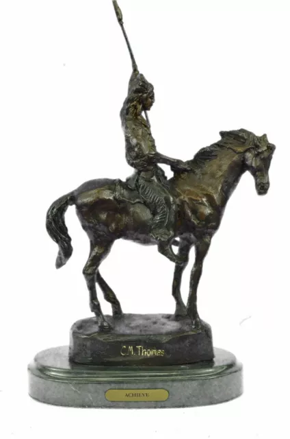 Remington Inspired Indian on Horse Bronze Sculpture Home/Office Decor Figurine