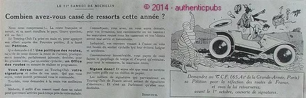 Publicite Michelin Petition Pour La Refection Des Routes Bibendum De 1920 Ad