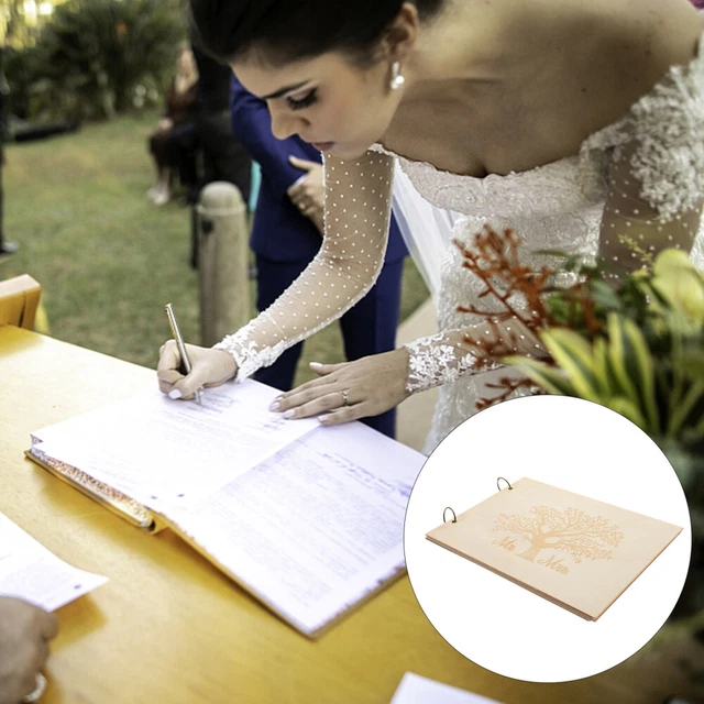 Mensaje de invitado de boda libro de visitas de madera marco de fotos madera novia