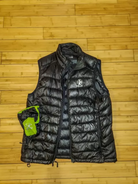 Rlx Ralph Lauren Black Quilted Goose Down Puffer Zip Vest Mens Size XL