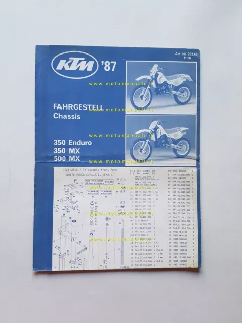 KTM 350 Enduro - 350 MX - 500 MX 1987 catalogo ricambi TELAIO originale