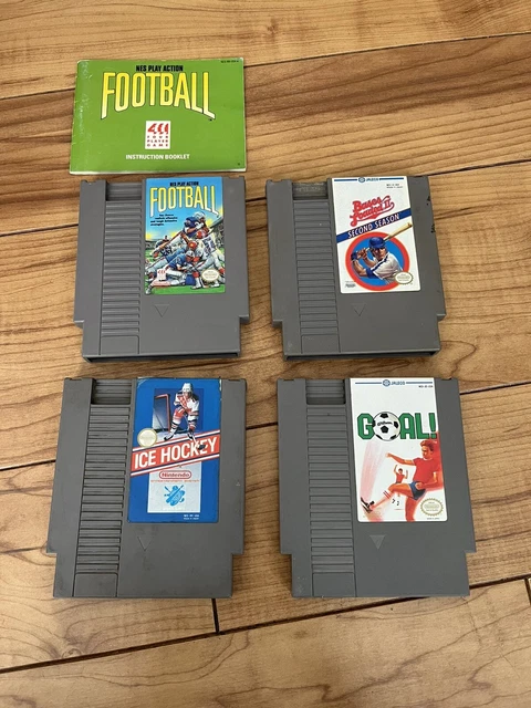 NES Game Lot Play Action Football w/manual, Ice Hockey, Goal, Bases Loaded 2 NES Game Lot Play Action Football w/manual, Ice Hockey, Goal, Bases Loaded 2