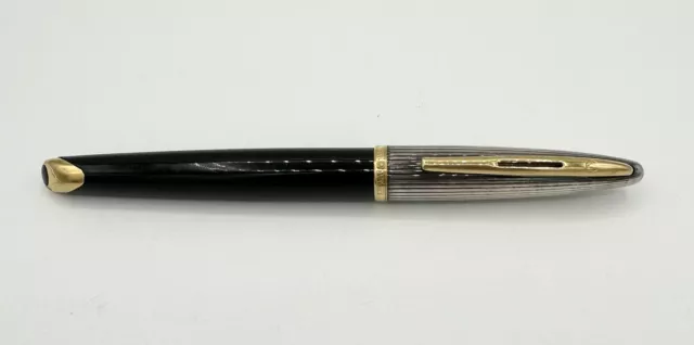 Waterman Carene Fountain Pen Black and Silver 18K 750 Nib Vintage