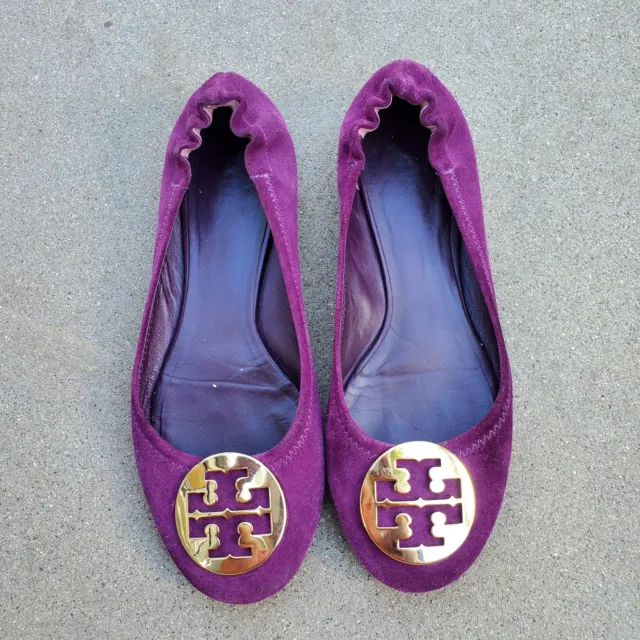 Tory Burch Suede Purple Ballet Flats Shoes Designer Authentic Size 8