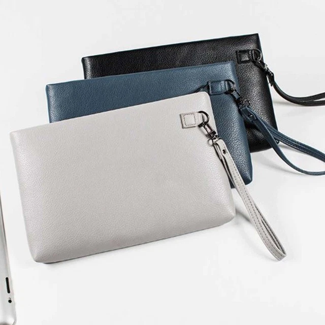 BORSE UOMO MODELLO Lychee portafogli lunghi con cerniera pochette borsa