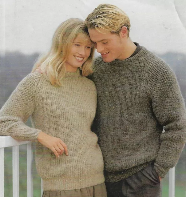 Knitting Pattern Easy Knit Family DK Fishermans Rib Sweater Size 24 to 46 ins