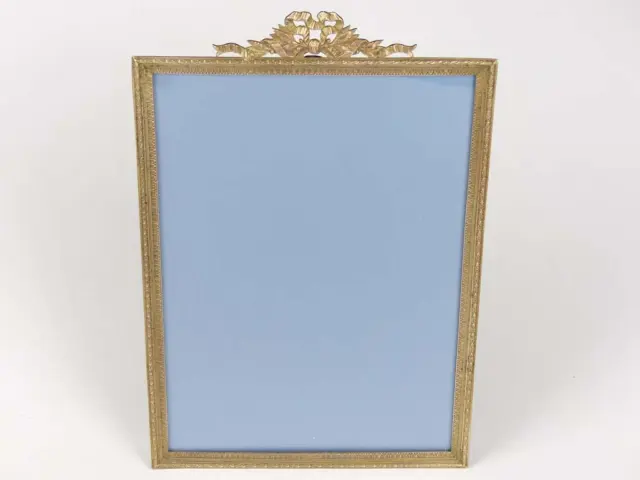 Antique French Brass Louis XV1 Style Ribbon Photo Picture Frame with Prop Easel