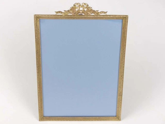 Antique French Brass Louis XV1 Style Ribbon Photo Picture Frame with Prop Easel