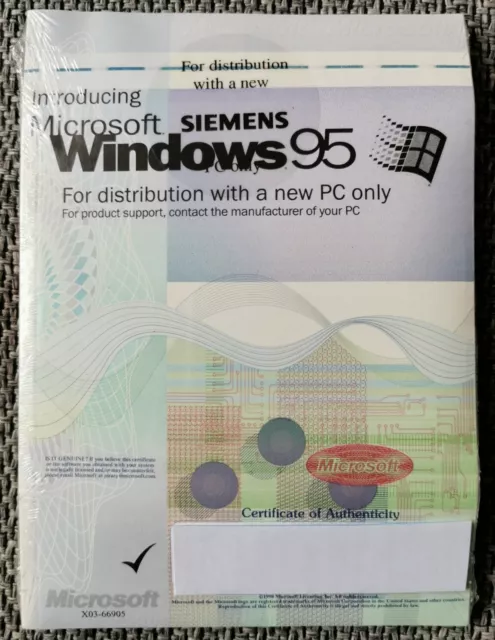 Microsoft WINDOWS 95 in inglese, incl. manuale, CD, chiave, licenza - NUOVO e IMBALLO ORIGINALE