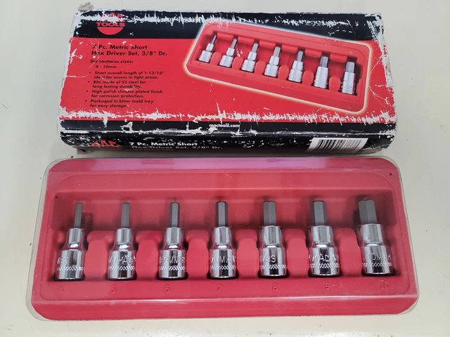 New Unused Mac Tools # Sxas7Pt 7 Piece 3/8" Drive Sae Short Hex Driver Set