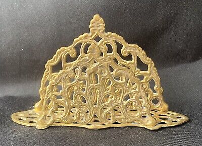 Vintage Ornate Brass Letter Rack Napkin Holder