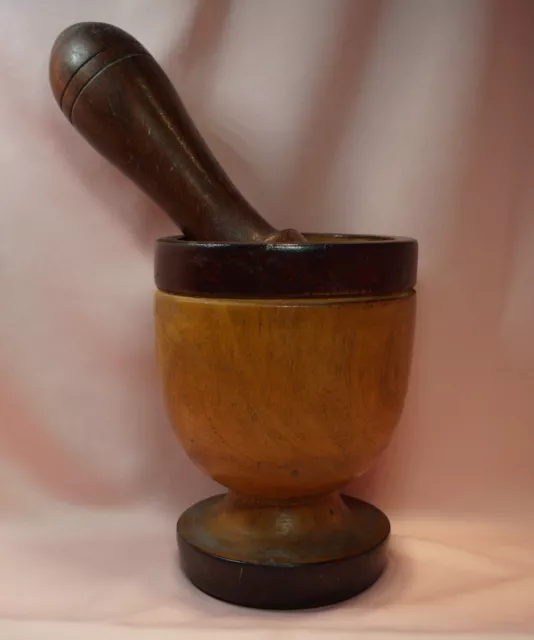 19th Century Treen Wood Turned Mortar & Pestle