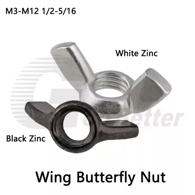 M3-M12 White Zinc Wing Butterfly Nut 1/2-5/16 Galvanized Inch Butterfly Type Nut