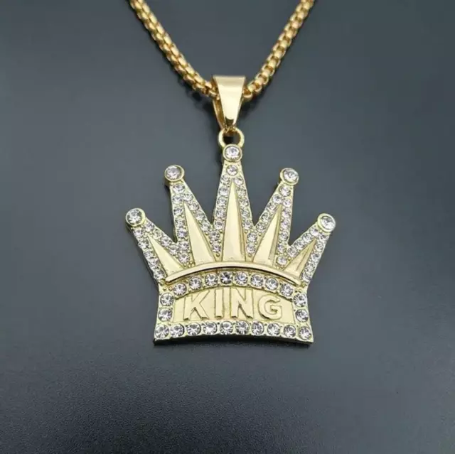 Königs Anhänger Kingkette Halskette Schmuck Gold Panzerkette Herren Rap HipHop 2