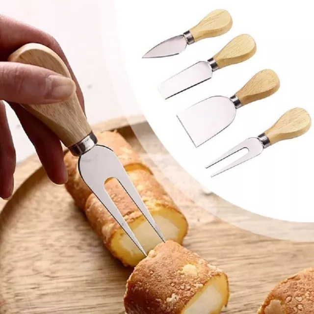 4 Types Different Style Wood Handle Butter Cheese Pizza Cutter Fork Kitchen Tool 2