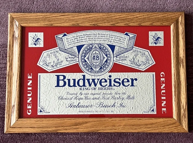 Vintage 1980's Budweiser Mirror~King of Beers Anheuser-Busch Bar Decor Man Cave