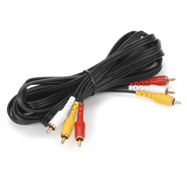 Quality New 1.2m 3 Phono Plug RCA Audio Video AV TV Cable Lead Yellow Red White