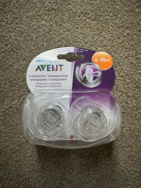 Philips Avent Translucent Orthodontic Silicone Soothers/Pacifier 6-18m Clear