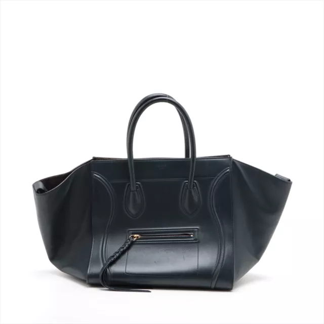 Celine Luggage Phantom Medium Leather Handbag Navy