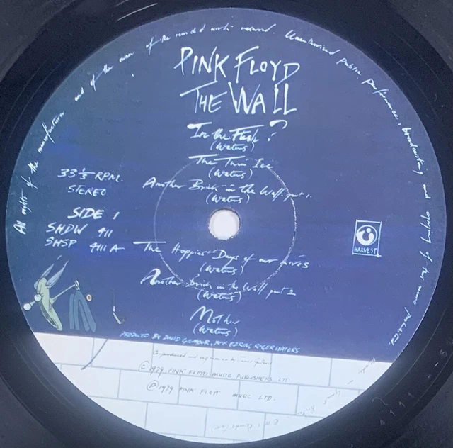 Pink Floyd Script PINK FLOYD - The Wall - 1979 - Shdw 411 - Double Lp ****1St Uk Press ...
