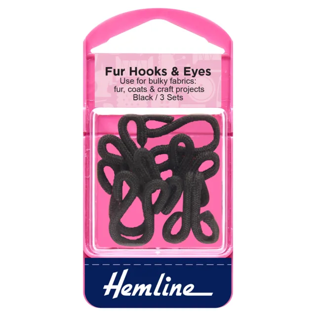 Hemline Fur Hooks & Eyes Size 3 - Full Range of Colours Available!