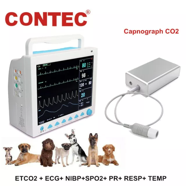 VET Patient Monitor,Portable Veterinary Monitor Multiparameter+etCO2 Capnograph