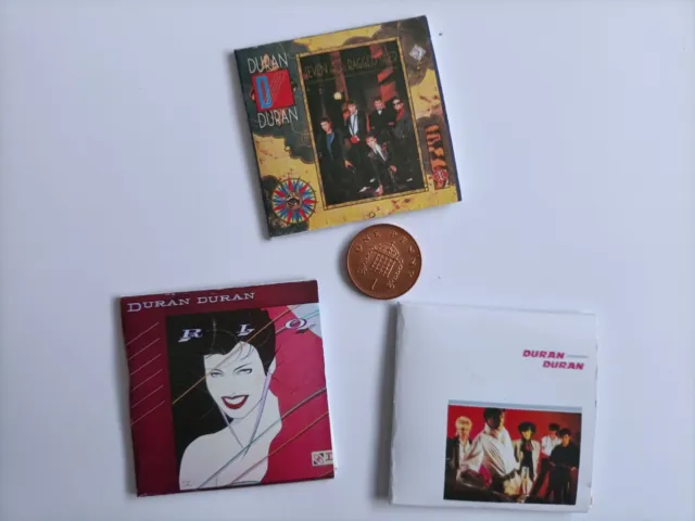 3 X Duran Duran Mini LP Albums 50mm,Cover, Sleeve+Vinyl Record. size 1:6 No63