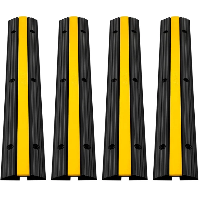 VEVOR Modular Rubber Speed Bump Driveway Cable Protector Ramp 4 Pack 1-Channel