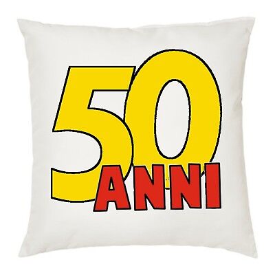 fashwork Cuscino Compleanno 50 Anni Livello 50 completato Idea Regalo Dimensioni 40x40 cm 