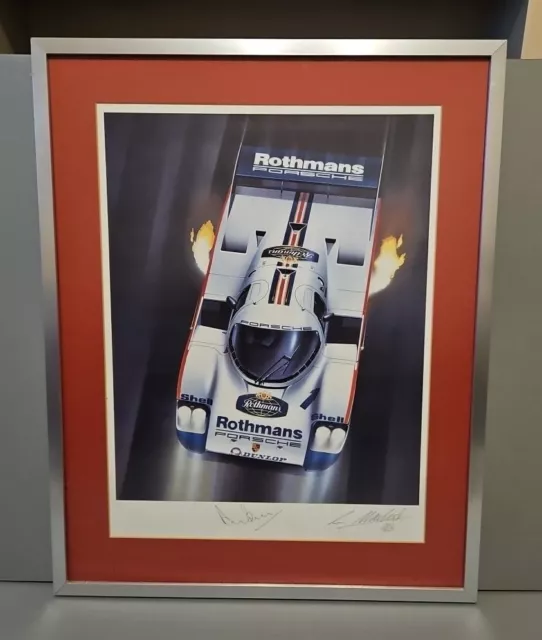 Derek Bell signiert, Porsche 962 C Le Mans Druck Poster