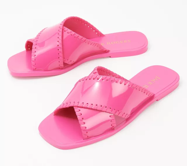 New Jack Rogers Womens Magenta Crossband Sloane Jelly Slide Sandals Size 11