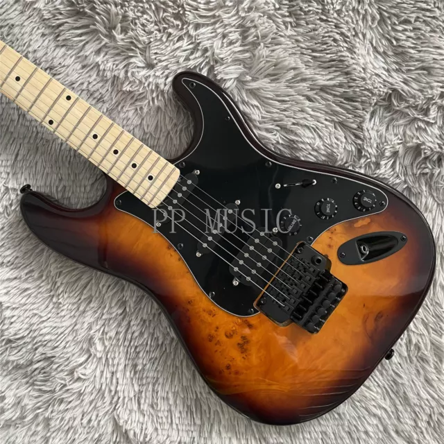 ST Electric Guitar Sunburst Tree Burl Top FR Bridge Maple Fretboard in Stock