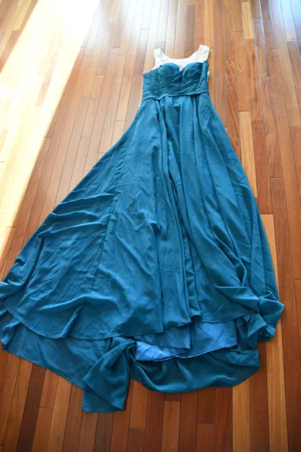 FORMAL TEAL DRESS Full Length Sz 10 Prom Special Occasion Lace $31.99 ...