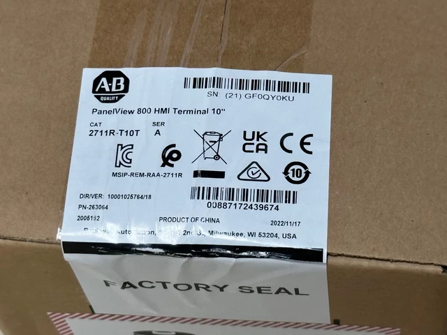 2711R-T10T 2022 SER A NEW Allen-Bradley PANELVIEW 800 10.4-INCH HMI TERMINAL