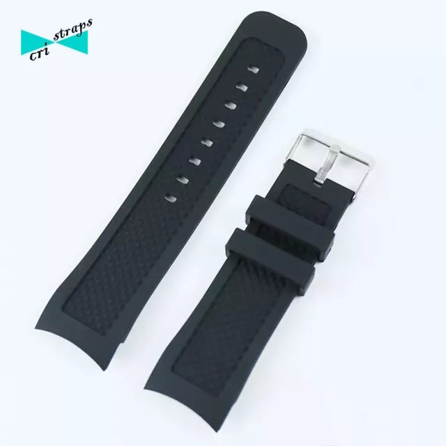 Cinturino orologio in silicone nero da 24 mm ansa curva gomma caucciù con fibbia