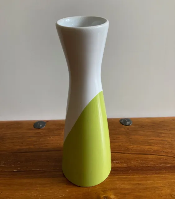 United Colors of Benetton Lime and White Vase Retro 9 inch