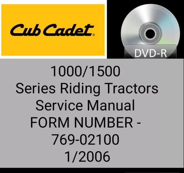 Cub Cadet 1000 1500 Series Riding Tractor Service Manual 2001 - 2006 Cd Rom