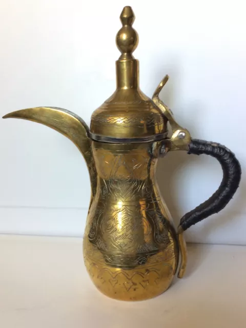 Vintage BRASS DALLAH TEA POT Arabic Turkish Islamic Ottoman Coffee Middle East