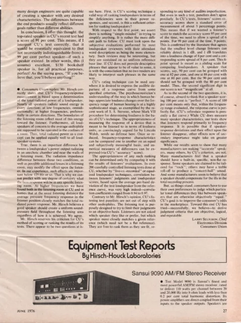 Sansui - Model 9090 Receiver - Full Original Test Report - 1976