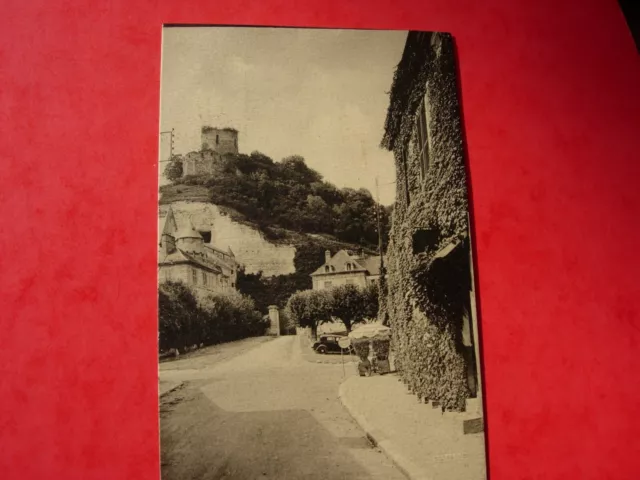 Carte postale ancienne sépia 1949 LA ROCHE GUYON " Au Vieux Donjon" Guy Lanty