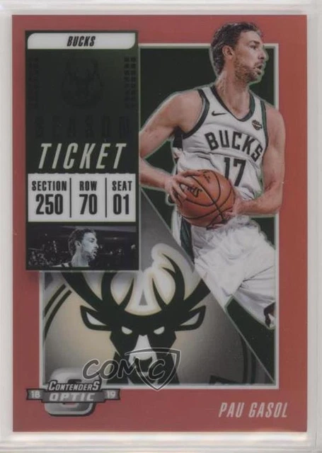 2018-19 Panini Contenders Optic Season Ticket Red Prizm Pau Gasol #92 HOF