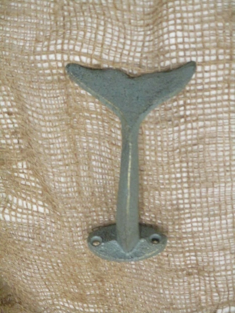 Cast Iron Whale Tail Dolphin Hook Coat Hat Closet Hall Tree Tale Rustic Hat Sea