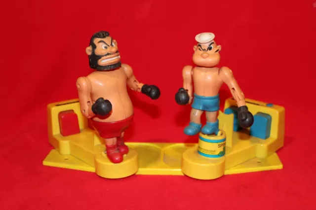 1981 Hand Operated POPEYE Boxing Game Toy Knockout Brutus  - VGC