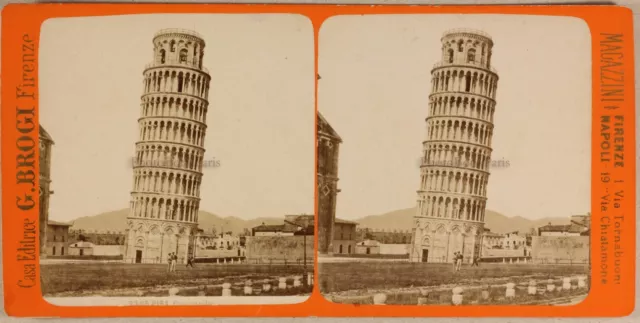 Italien Pisa -umfang Schiefe c1875 Foto Brogi Stereo Vintage Albumin