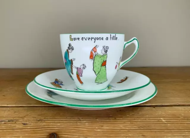 Vintage 'Better Healthy Than Wealthy' Sutherland Cup, Saucer, Plate Trio